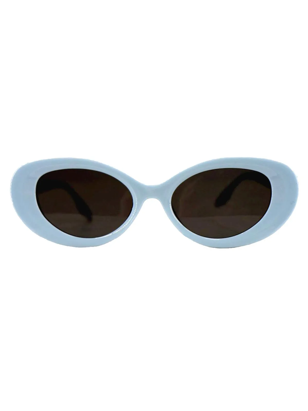 1960s Retro Mod Baby Blue Oval Sunglasses