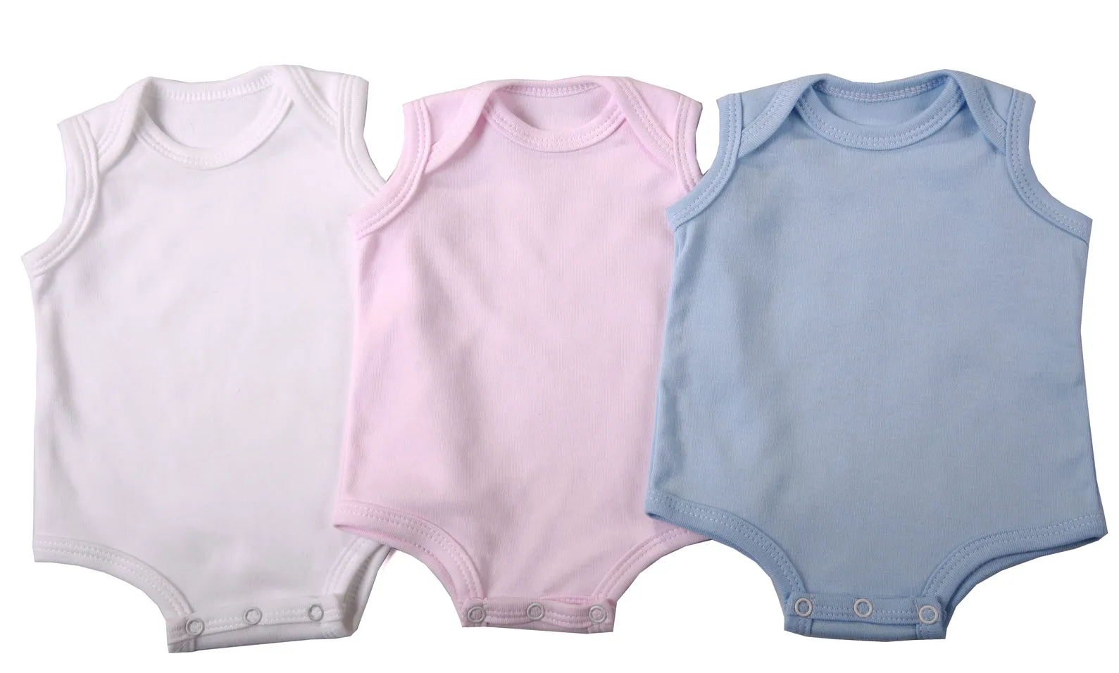 2-Pack Sleeveless Baby Onesies In Blank Colours 100% Cotton