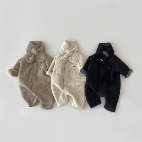 2 Pieces Set Baby Boys Solid Color Jumpsuits And Scarves Wholesale 23082808