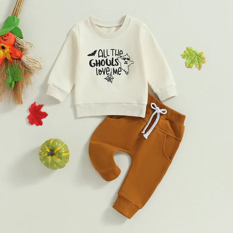 2 Pieces Set Baby Kid Boys Letters Tops And Solid Color Pants Wholesale 231130121