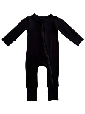 2-Way Convertible Zip Romper, Black