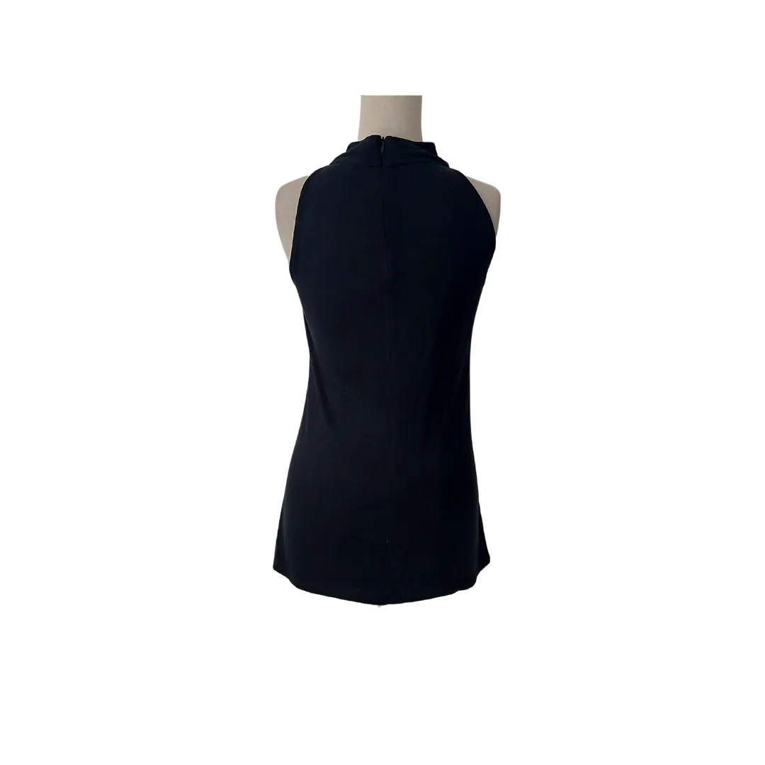 Ann Taylor Black Rhinestone Brooch Sleeveless Blouse | Gently Used |