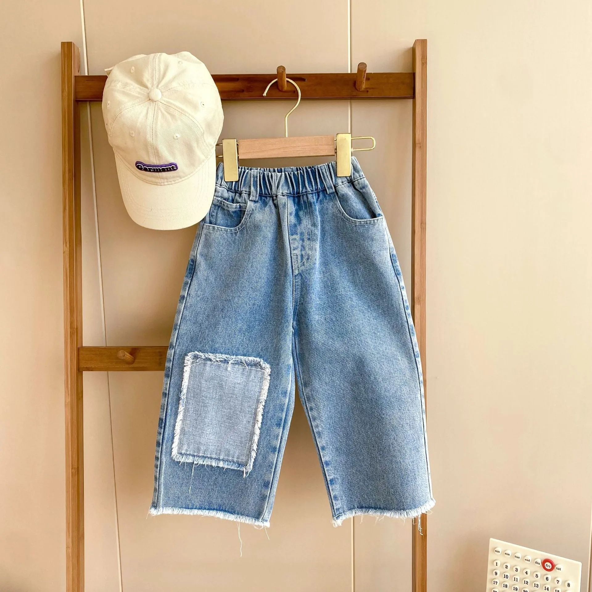 Baby Kid Unisex Color-blocking Jeans