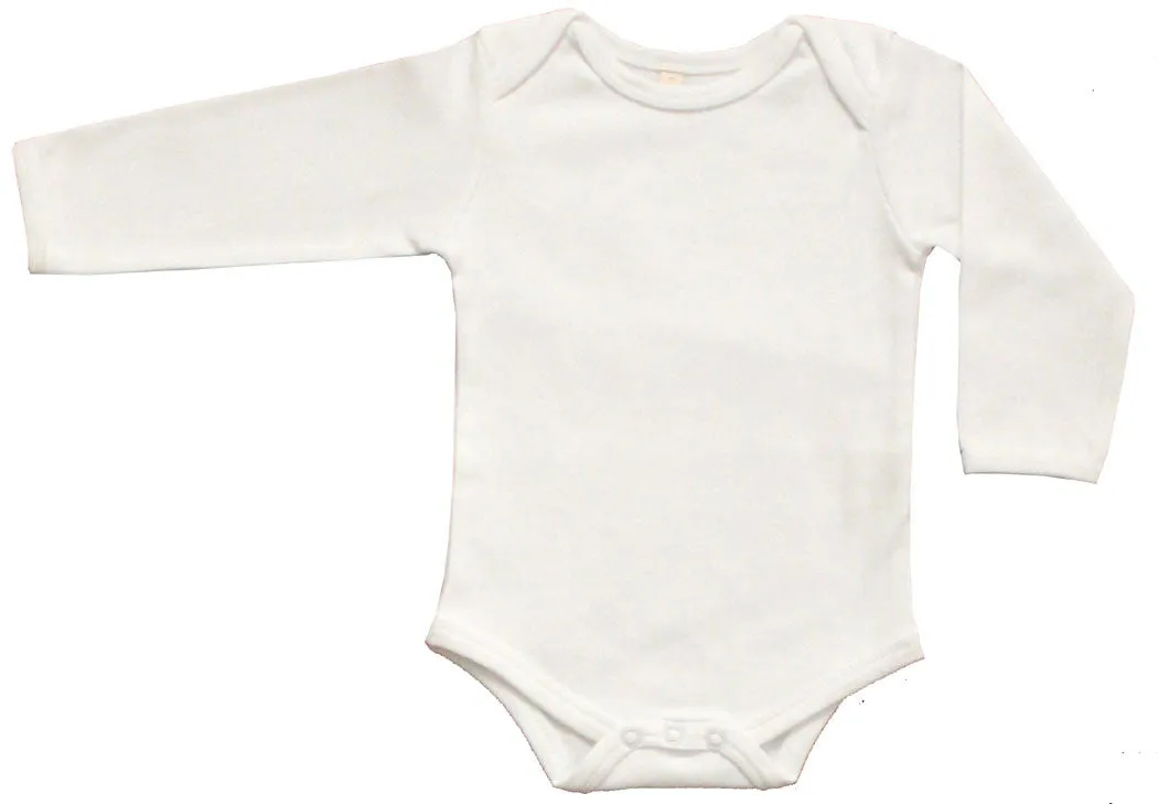 Baby Organic Clothing Long Sleeve Onesies GOTS Certified Cotton (White)