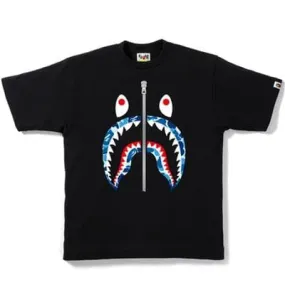 BAPE ABC SILVER ZIP SHARK TEE BLACK/BLUE