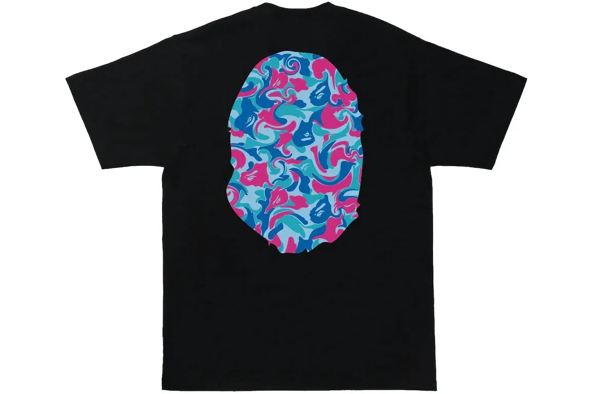 BAPE MARBLE CAMO BIG APE HEAD TEE BLACK