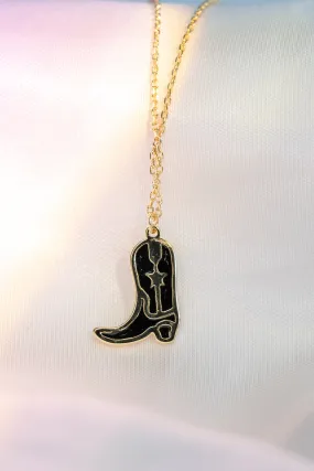 Black Cowboy Boot Necklace