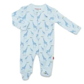 Blue Jolie Giraffe Cotton Magnetic Footie