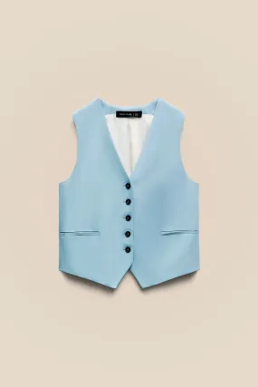 Blue Linen Vest