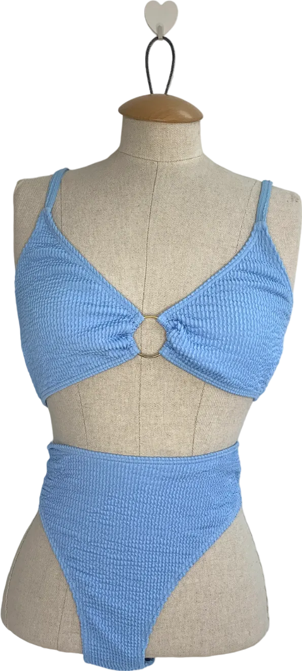 Blue Plus Size Crinkle Bikini UK XL