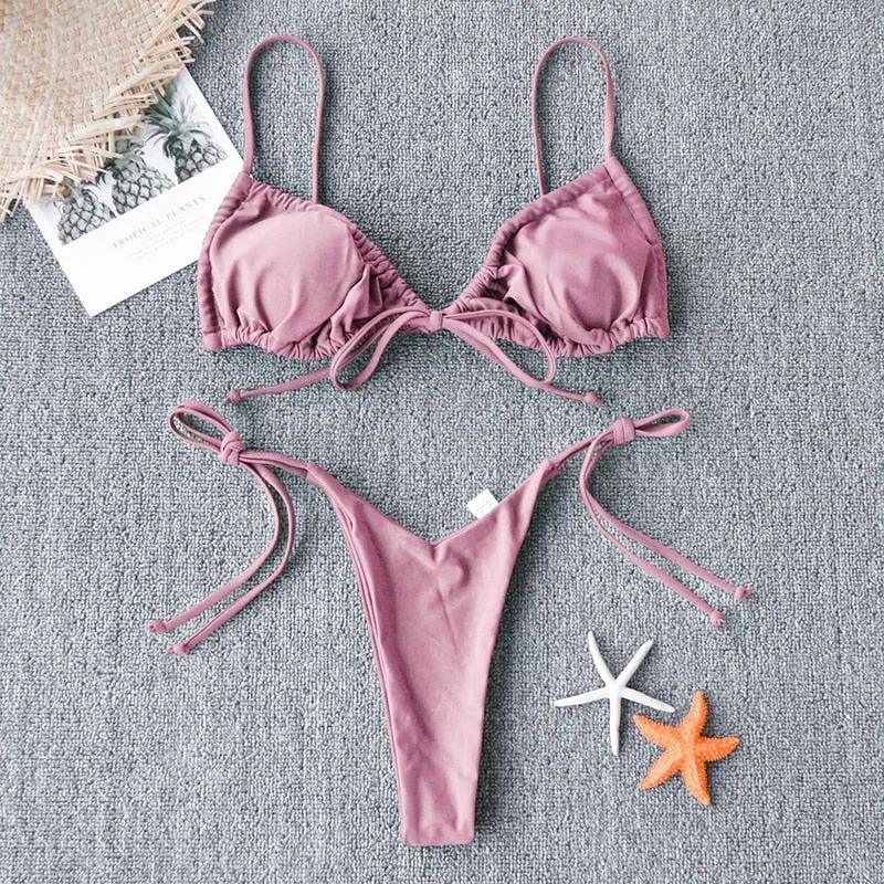 Bowknot Tie Side String Bikini