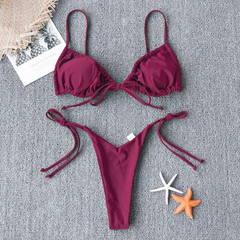 Bowknot Tie Side String Bikini