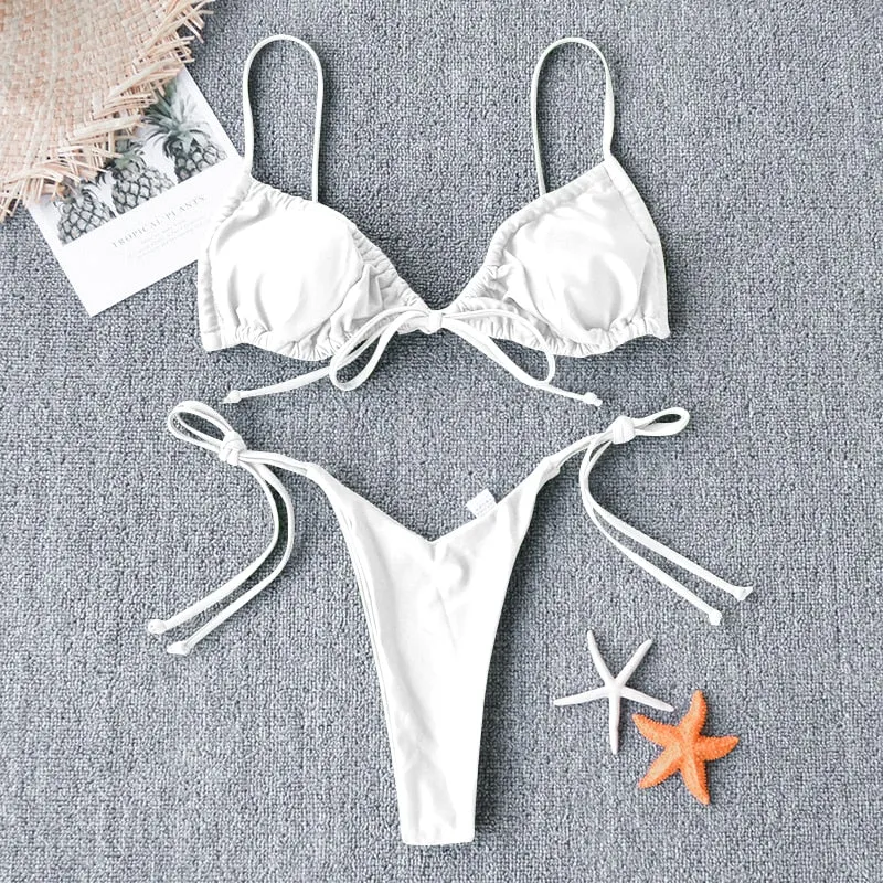 Bowknot Tie Side String Bikini