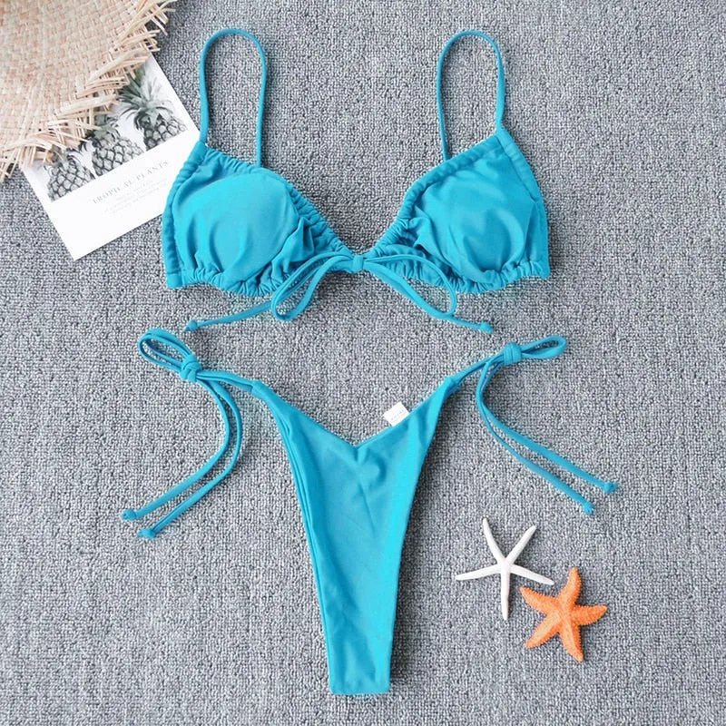 Bowknot Tie Side String Bikini