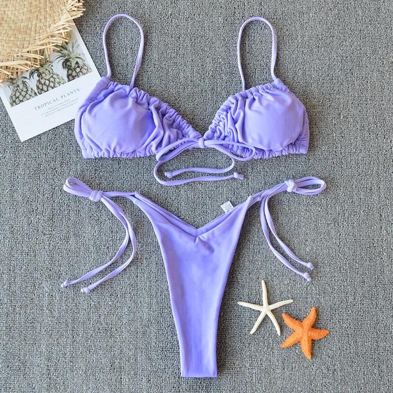 Bowknot Tie Side String Bikini