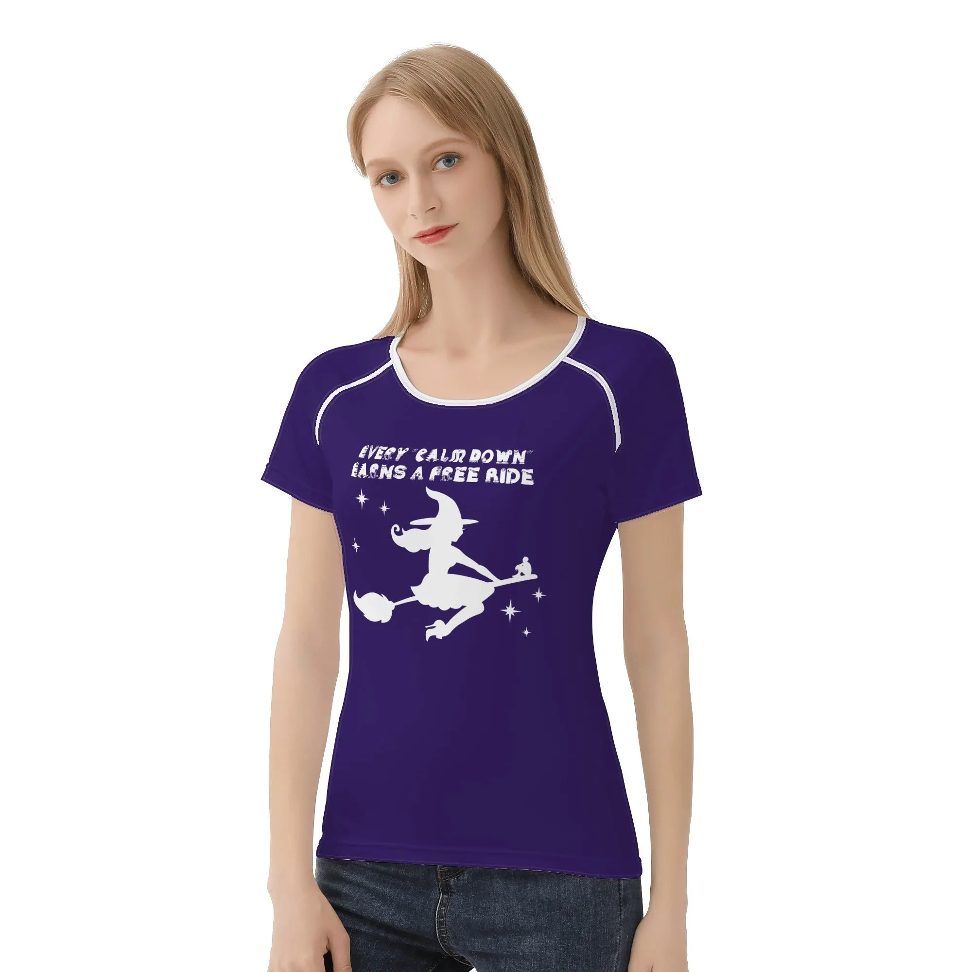 CALM DOWN Earns A Ride On The Broom Womens T Shirt for Halloween