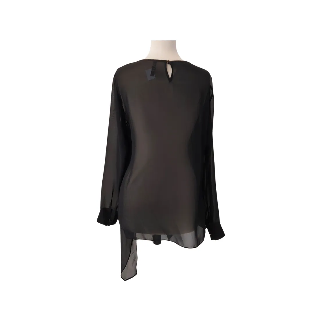 Chima Black Sheer Frill Blouse | Like New |