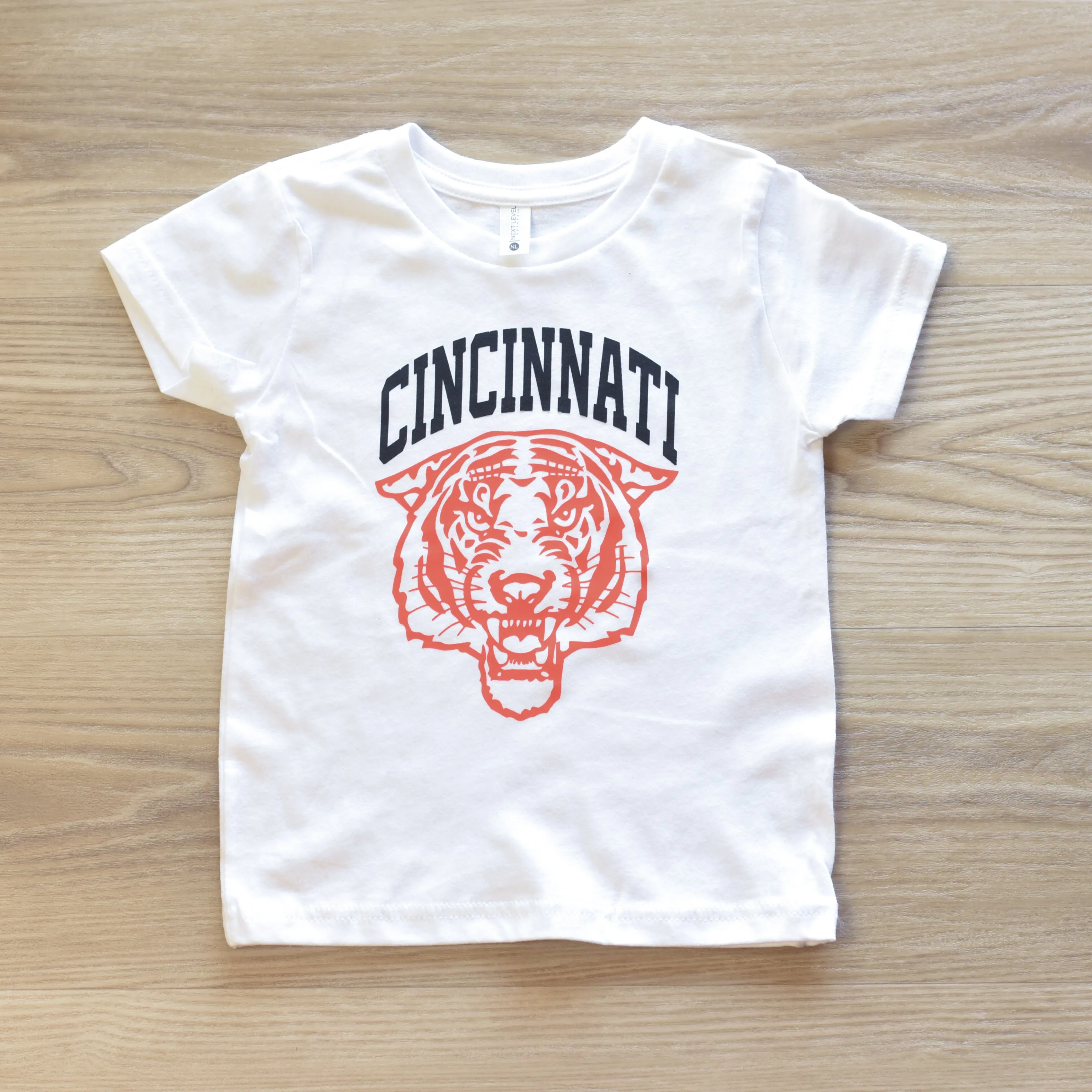 Cincinnati Tiger T-Shirt on White-YOUTH