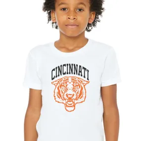 Cincinnati Tiger T-Shirt on White-YOUTH