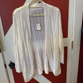 Dana Buchman White Woven Open Cardigan Size XL