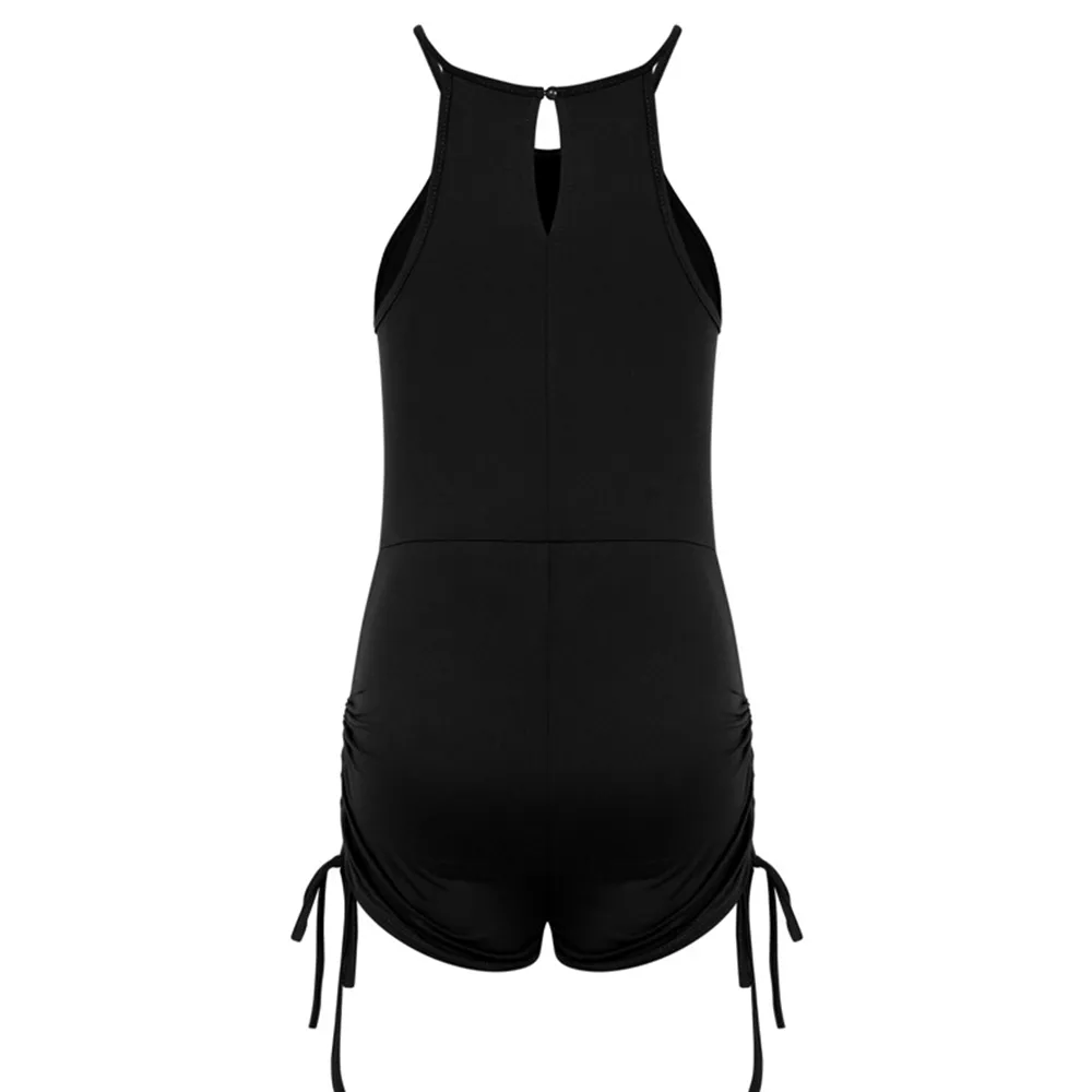 Drawstring Fitness Sleeveless Solid Romper