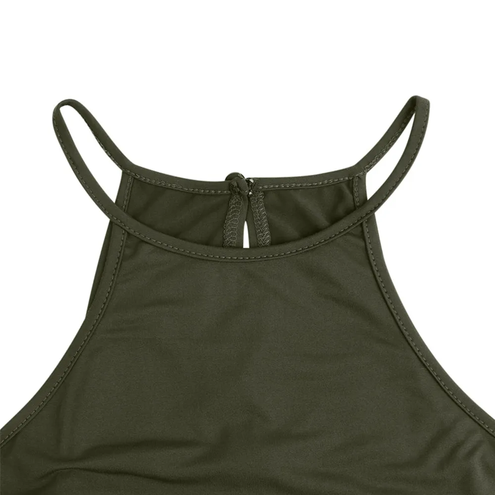 Drawstring Fitness Sleeveless Solid Romper