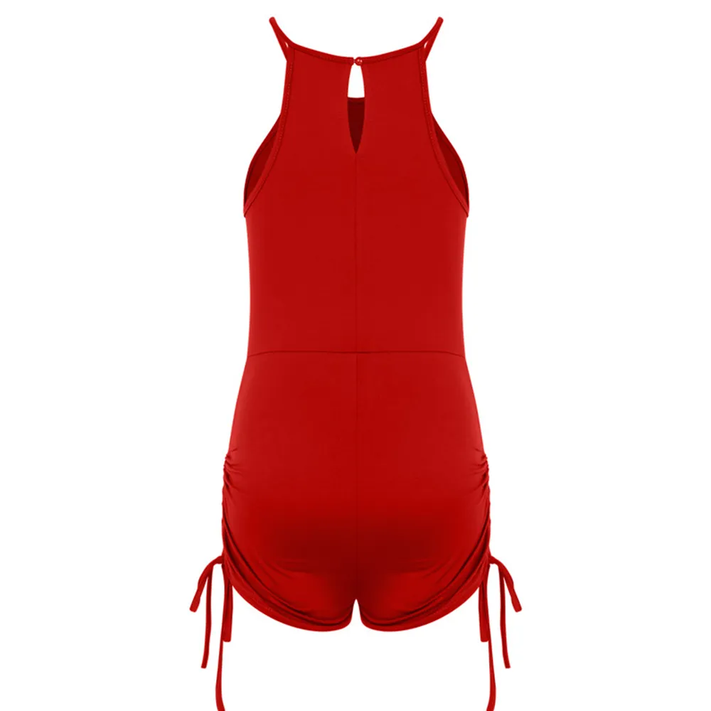 Drawstring Fitness Sleeveless Solid Romper