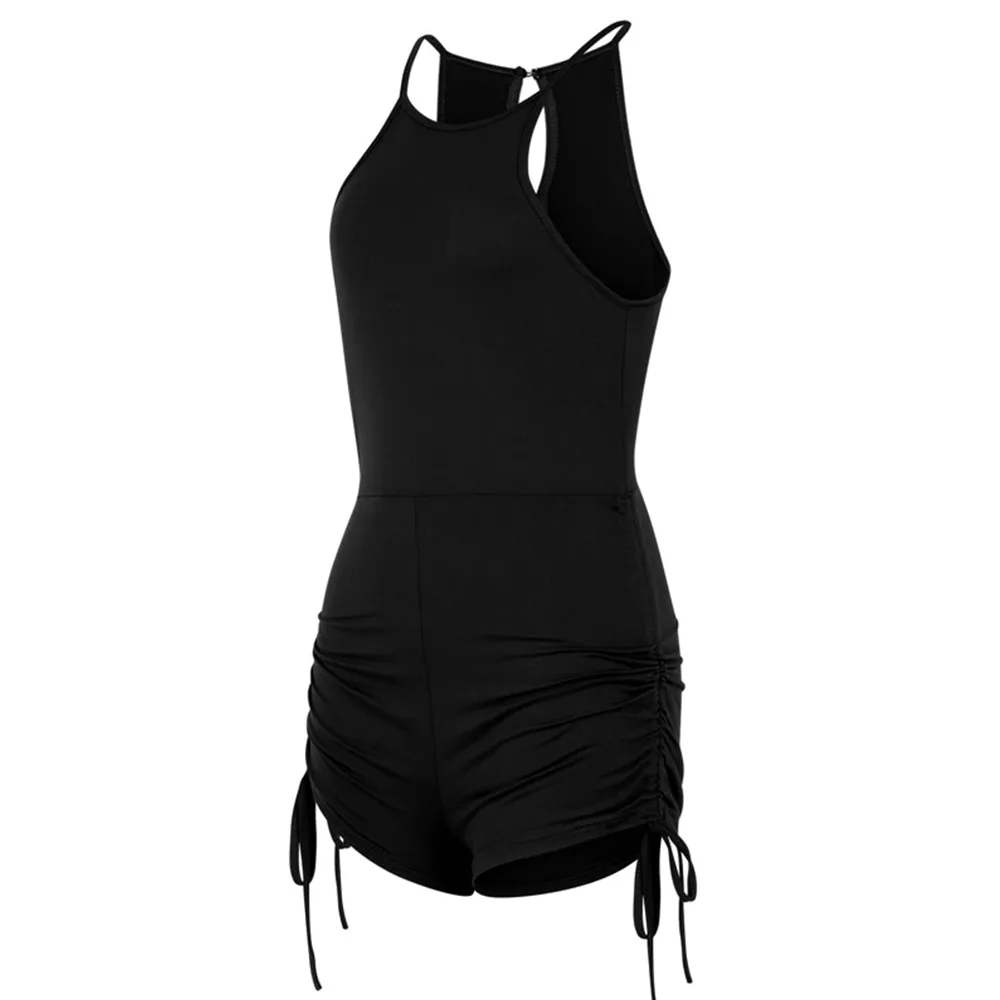 Drawstring Fitness Sleeveless Solid Romper