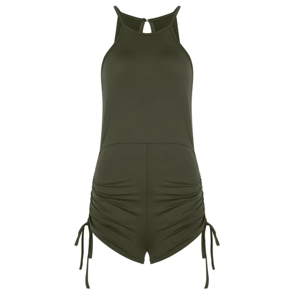 Drawstring Fitness Sleeveless Solid Romper