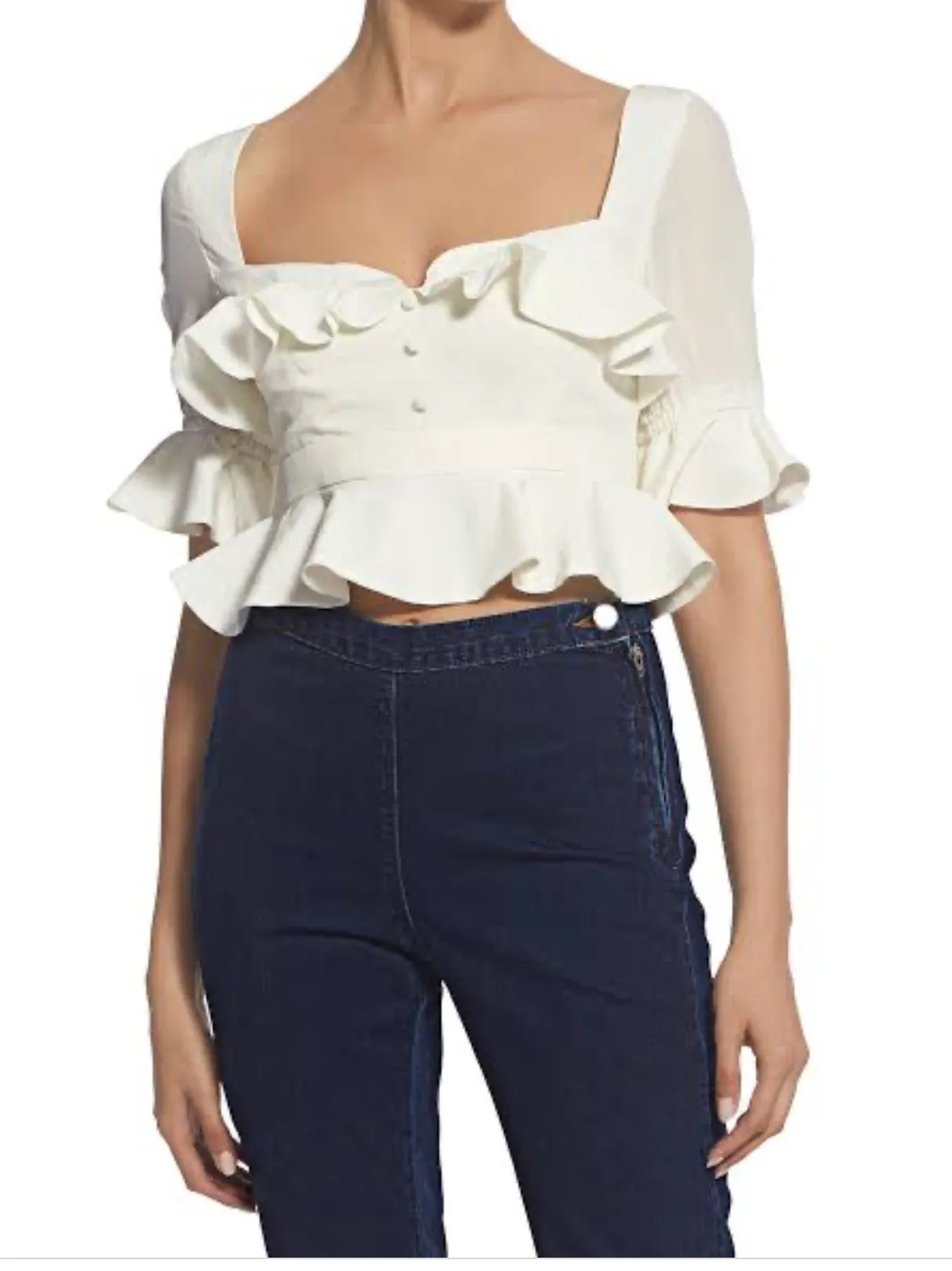 Faiza silk ruffle cropped top