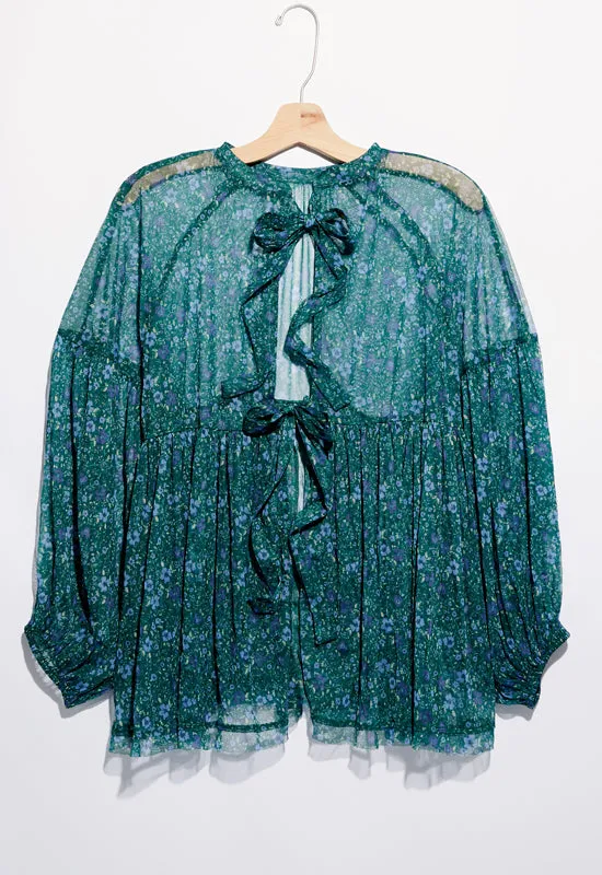 Free People - Emerald Multi Sheer Sweet Heart Top