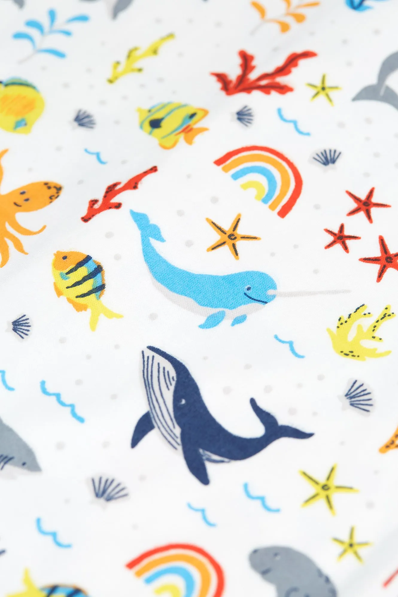 Frugi White Rainbow Sea Lovely Babygrow