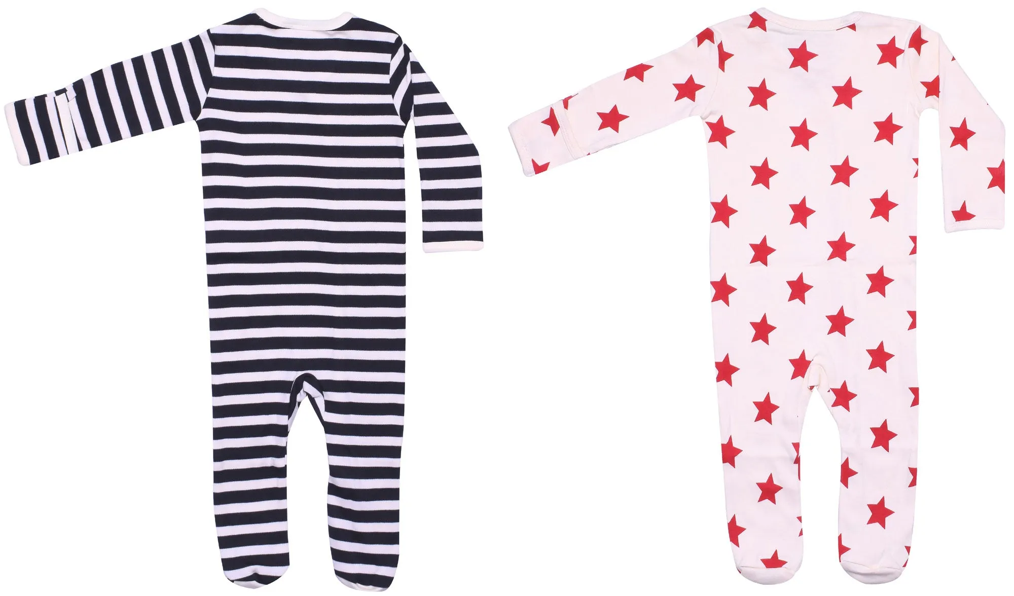 GOTS Certified Organic Cotton Footed Sleepwear (2 Pack, Stripes/Star)