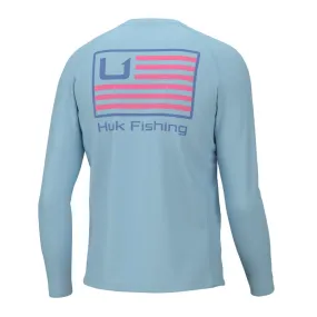 'Huk' Men's Huk and Bars Pursuit Crew Neck - Crystal Blue