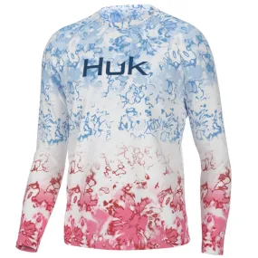 'Huk' Men's Huk Fin America Fade Pursuit Crew Neck - Crystal Blue