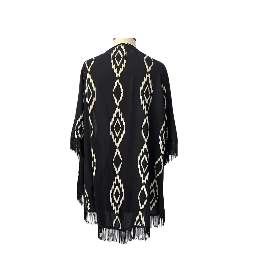 INC Black and White Printed Open Cover Up | Gently Used |