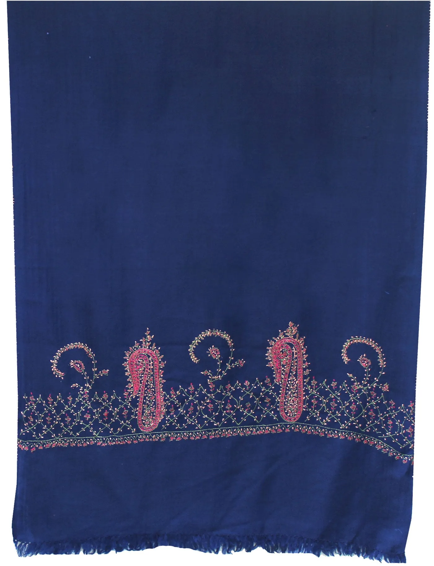 Indian Wool Scarf Hand Embroidered Womens Gift (Blue)