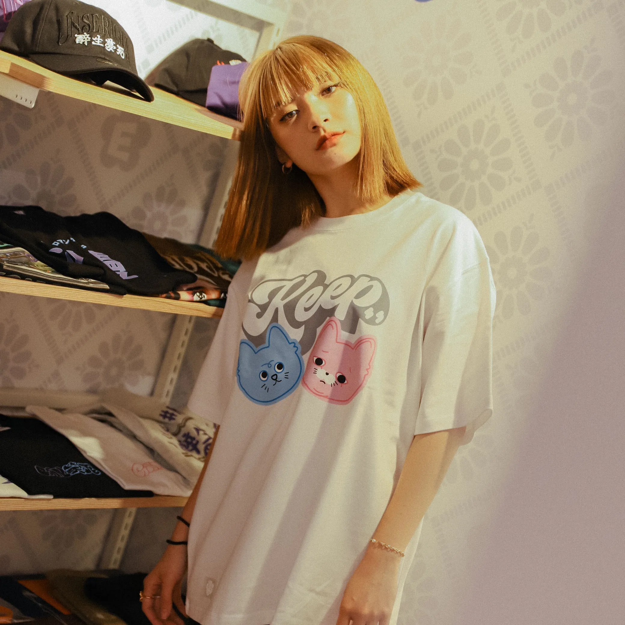 Kickstage #KEEP x QUN Double Cat Tee [KS178]