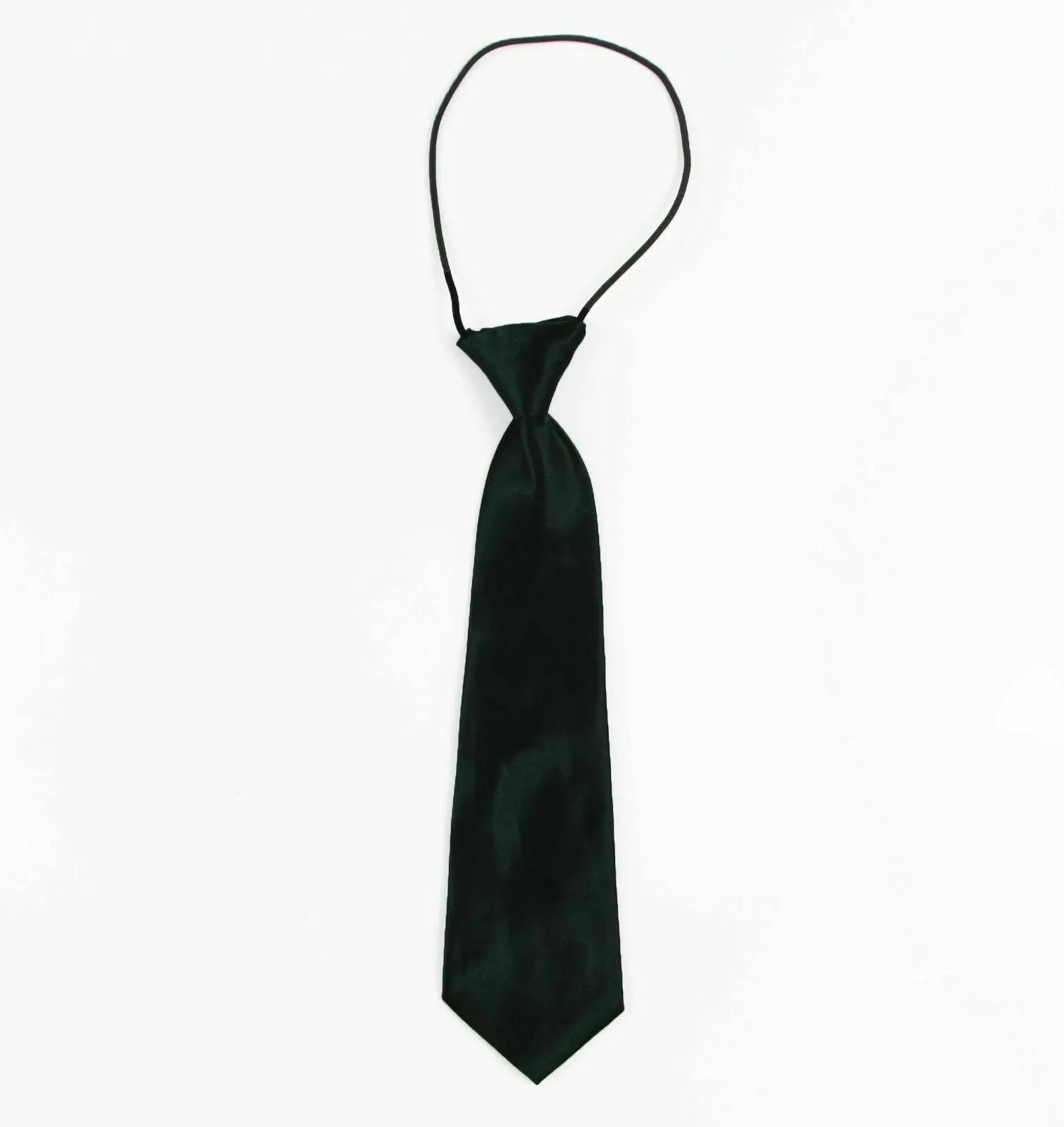 Kids Boys Bottle Green Elastic Plain Neck Tie