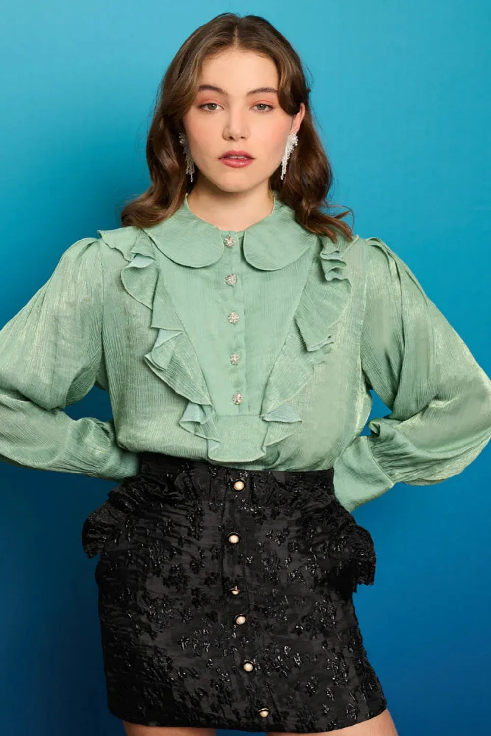 LAGOON SHELL RUFFLE BLOUSE