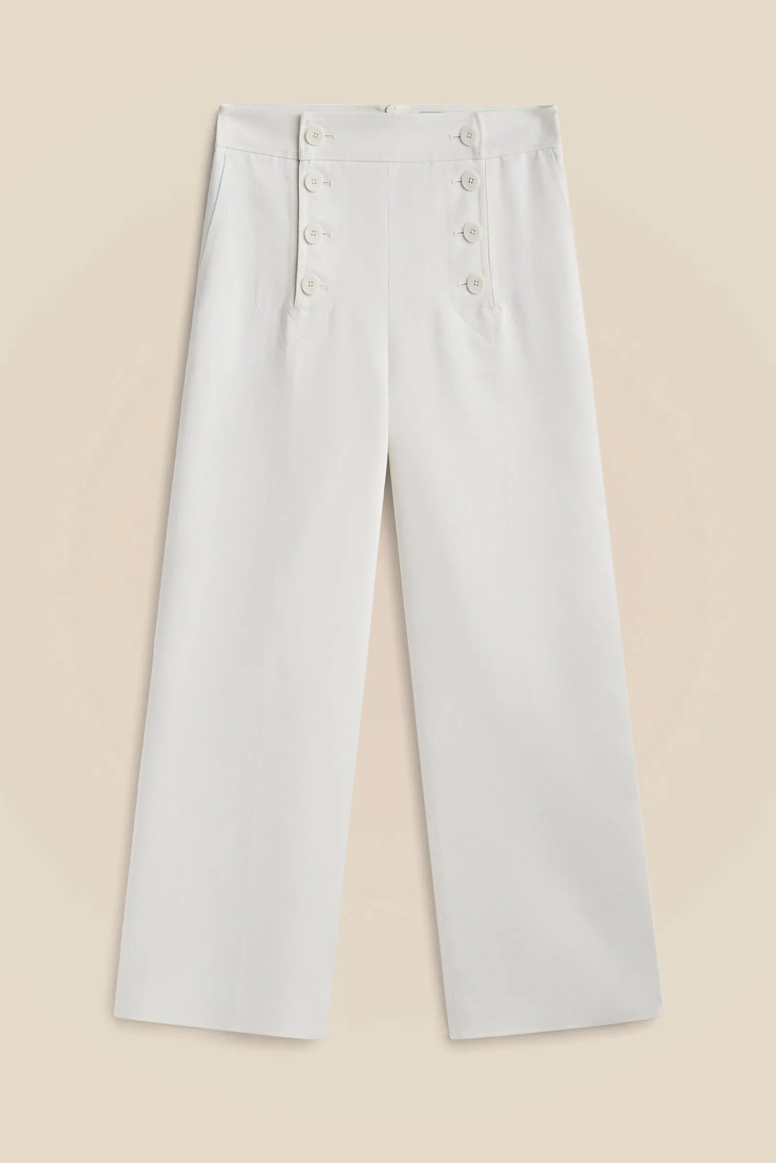 Linen & Cotton Blended Wide Leg Trousers