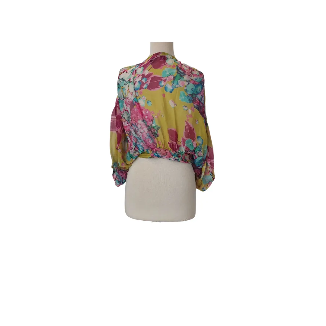 Mango Green Muti-coloured Printed Sheer Cover-up | Pre Loved |