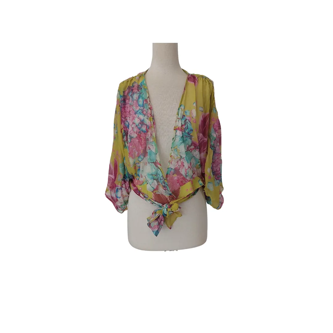 Mango Green Muti-coloured Printed Sheer Cover-up | Pre Loved |