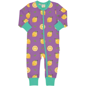 Maxomorra Lemon Organic Cotton Long Sleeved Sleepsuit