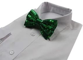 Mens Green Sequin Patterned Bow Tie