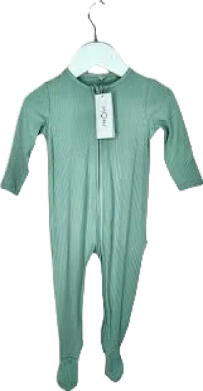 Mori Baby Mint Green Bamboo/organic Cotton Ribbed Clever Zip Sleepsuit BNWT 3-6 Months