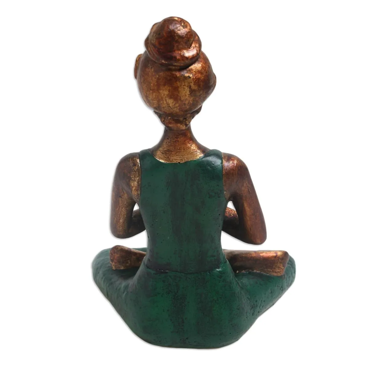 Novica Asana Pose In Green Cement Statuette