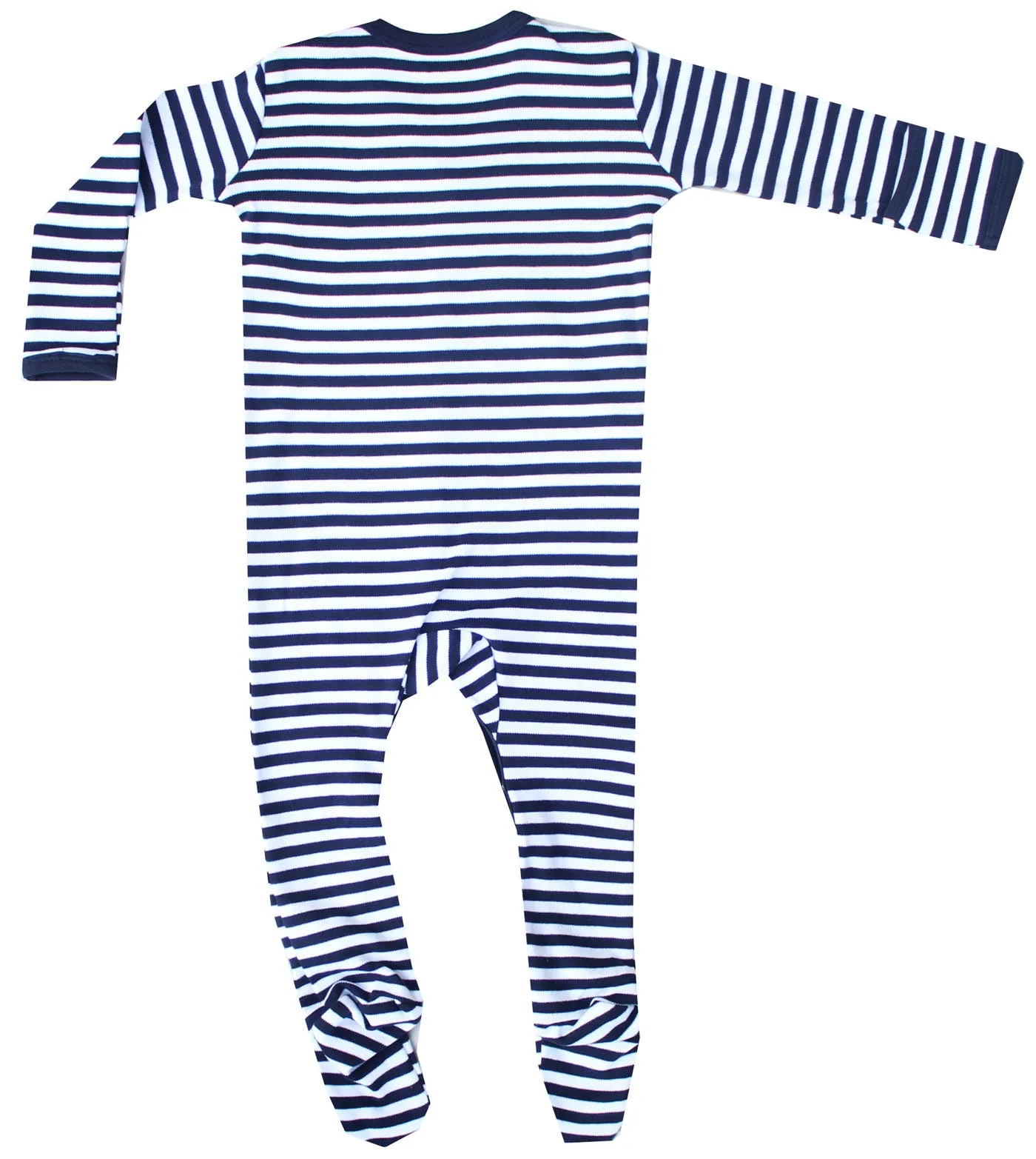 Organic Cotton Baby Long Sleeve Footie GOTS Certified (White-Blue)