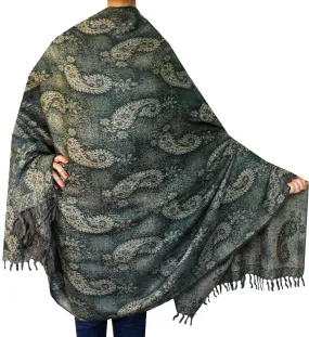 Paisley Indian Scarves Wraps Womens Wool Shawl (82 x 42 inches)