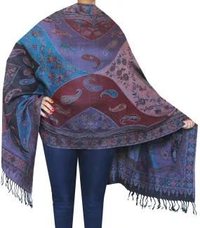 Pure Wool Paisley Shawl Scarves Womens Gift Indian Clothing (78 x 28 inches)